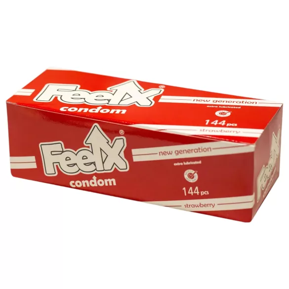 FeelX - prezervative aromă căpșuni - 144 bucăți