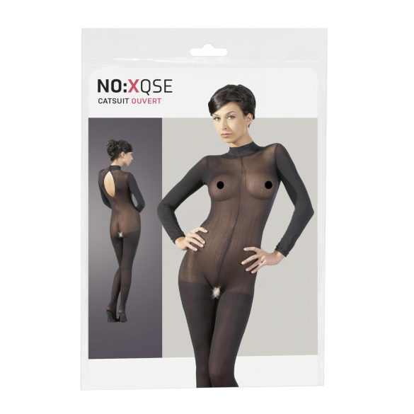 NO:XQSE - Catsuit sexy - plasă elastică - negru - XL/XXL