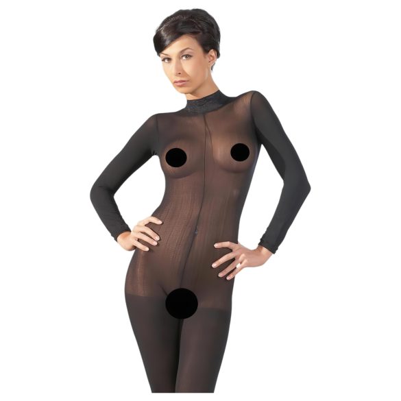 NO:XQSE - Catsuit sexy - plasă elastică - negru - XL/XXL