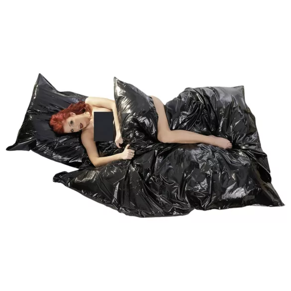 Fetish - Lenjerie de pat din vinil pentru sex (negru, 135x200 cm)
