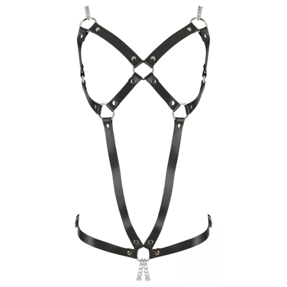 ZADO - body tip ham pentru corp cu lanț - piele neagră S-L