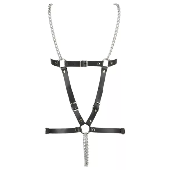 ZADO - body tip ham pentru corp cu lanț - piele neagră S-L
