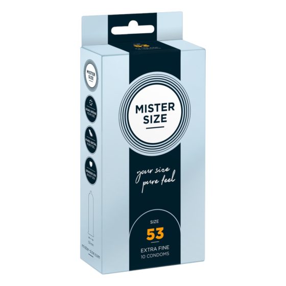 Prezervativ subțire Mister Size - 53mm (10 bucăți)