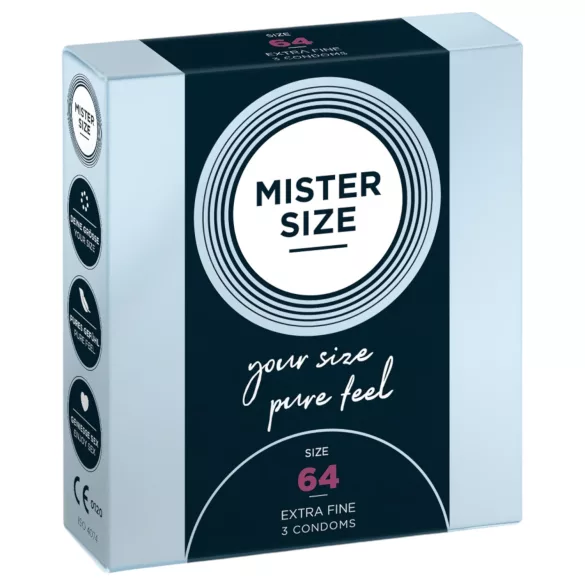 Mister Size - prezervativ subțire - 64mm - pachet 3 bucăți