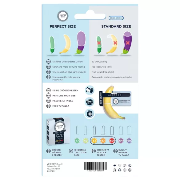 Mister Size - prezervative test cu măsurător penis - 3 bucăți