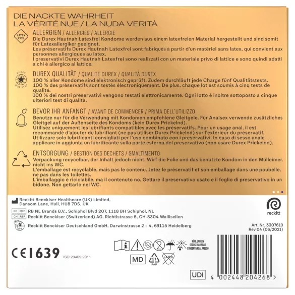 Durex Hautnah - prezervative fără latex (30 bucăți)