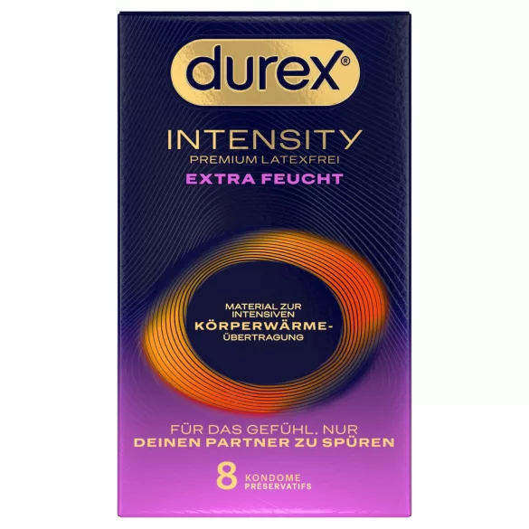 Durex Intensity - prezervative fără latex, extra lubrifiate (8 bucăți)