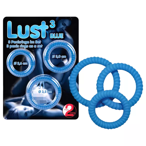 You2Toys - Set 3 inele pentru penis - silicon albastru