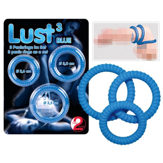 You2Toys - Lust penis ring trio - albastru