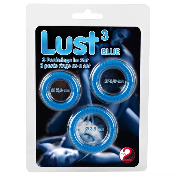 You2Toys - Set 3 inele pentru penis - silicon albastru
