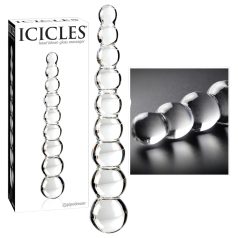 Icicles No. 2 - dildo din sticlă cu bile - transparent