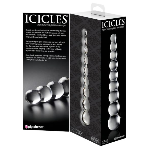 Icicles Nr. 2 - dildo din sticlă cu sferă (transparent)