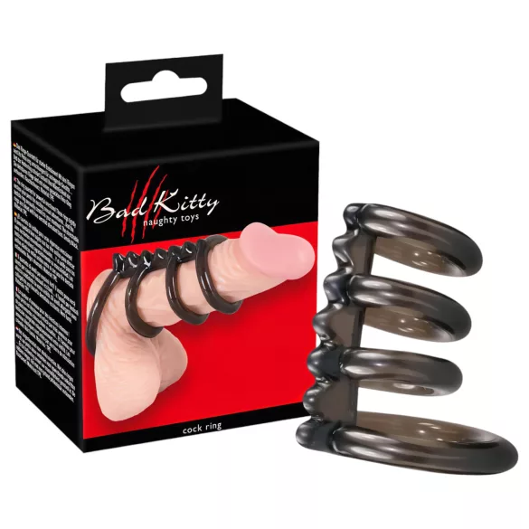 Bad Kitty - inel penian dublu cu țepi - stimulare intensă - silicon