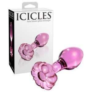 Icicles No. 48 - Con de sticlă anal cu flori (roz)