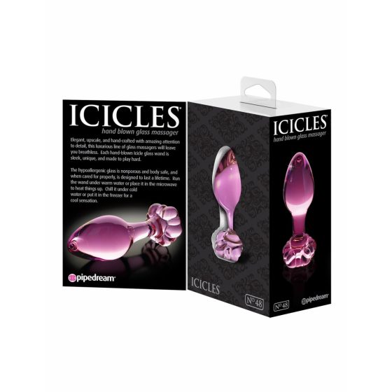 Icicles No. 48 - Con de sticlă anal cu flori (roz)