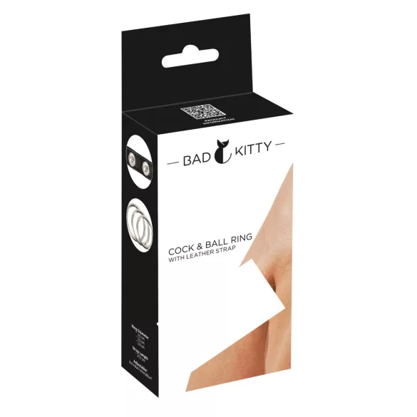 Bad Kitty - inel testicular și pentru penis - piele neagră