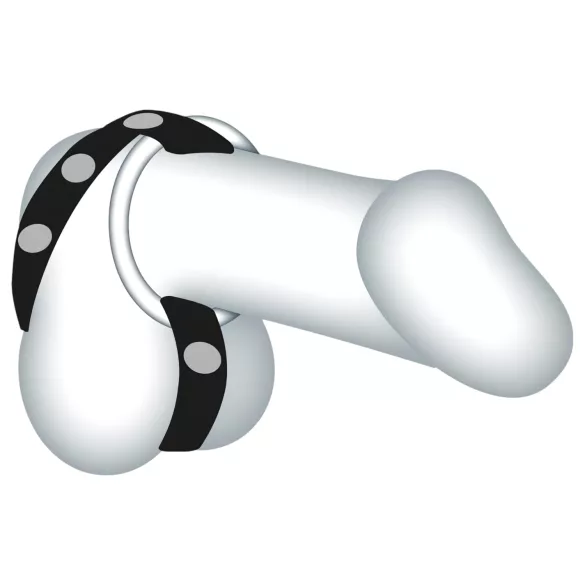 Bad Kitty - inel testicular și pentru penis - piele neagră