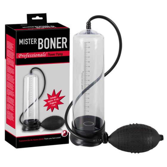 Mister Boner Professional - Pompa de penis cu efect de aspirație plăcut și scală de măsură pe lateral