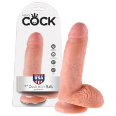 King Cock - Dildo cu testicule - 18 cm - culoare naturală