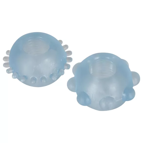 You2Toys - Inel penian dublu - silicon transparent albastru