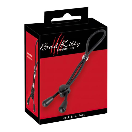 Bad Kitty - curea de silicon pentru testicule și penis (negru)