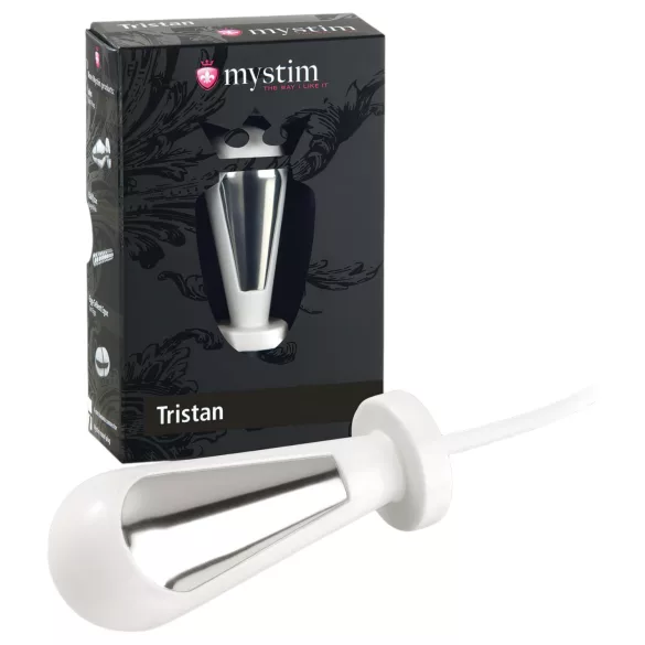 mystim Tristan - dop anal electrostimulare - silicon alb