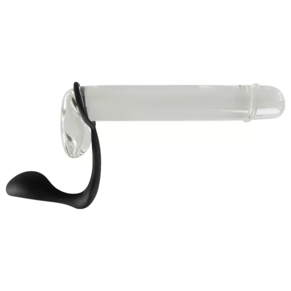 Black Velvets - dop anal cu inel pentru penis - silicon negru