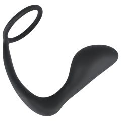   Manșon anal din catifea neagră cu inel pentru penis (negru)