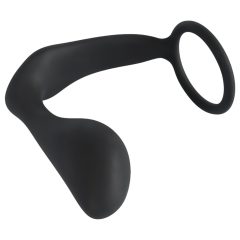   Manșon anal din catifea neagră cu inel pentru penis (negru)
