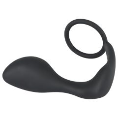   Manșon anal din catifea neagră cu inel pentru penis (negru)
