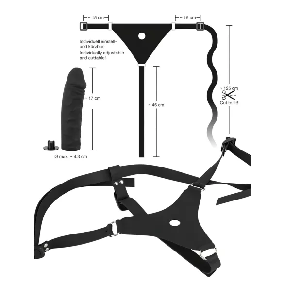 You2Toys - strap-on din silicon - dildo cu ham - negru