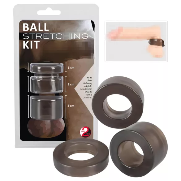 You2Toys - inel pentru penis și testicule - set extensie - silicon gri