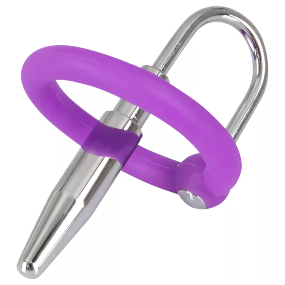 You2Toys - dop uretral pentru penis - inel din silicon pentru gland cu dilatator conic (mov-argintiu)