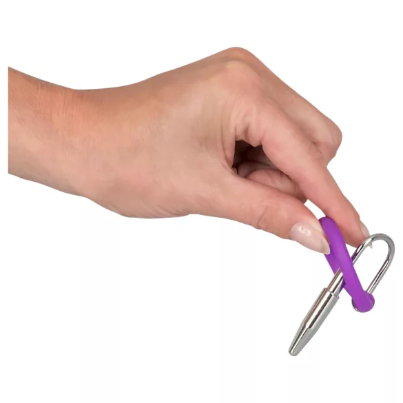 You2Toys - dop uretral pentru penis - inel din silicon pentru gland cu dilatator conic (mov-argintiu)