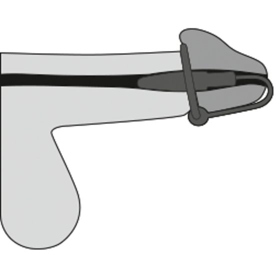 Plug pentru penis - inel pentru gland din silicon cu dilatator uretral (mov-argintiu)