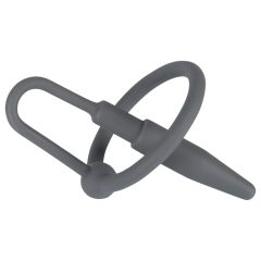   Penisplug - inel de silicon pentru penis cu con uretral (gri)