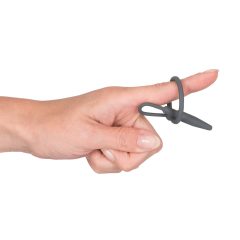   Plug pentru penis - inel pentru gland din silicon cu dilatator pentru uretra (gri)