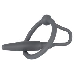   Penisplug - inel de silicon pentru penis cu con uretral (gri)