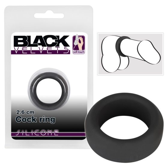 Black Velvet - Inel pentru penis gros (2,6 cm) - negru