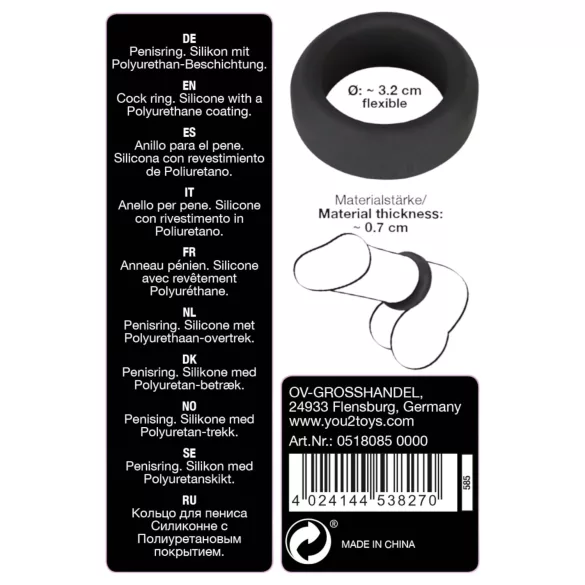 Black Velvets - inel gros pentru penis 3,2 cm - negru