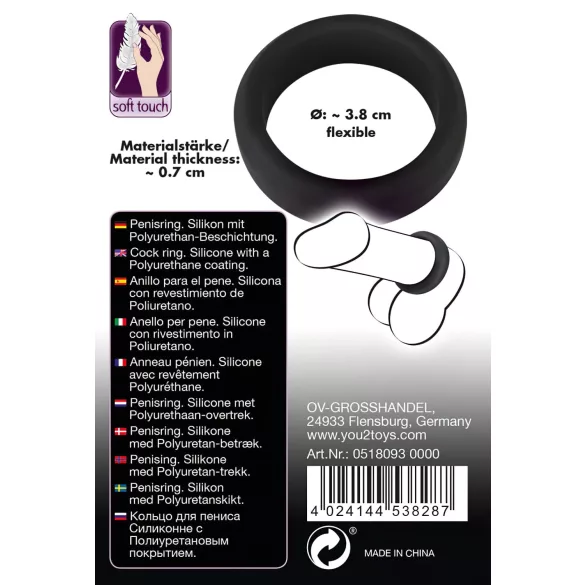 Black Velvets - inel penian gros 3,8 cm - negru