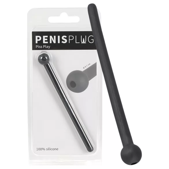 Piss Play - dilatator uretral gol, din silicon negru