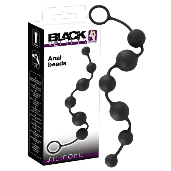 Black Velvet - dildou anal cu 6 bile (negru)