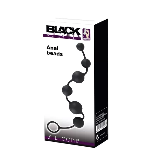Black Velvets - dildo anal cu 6 bile (negru)