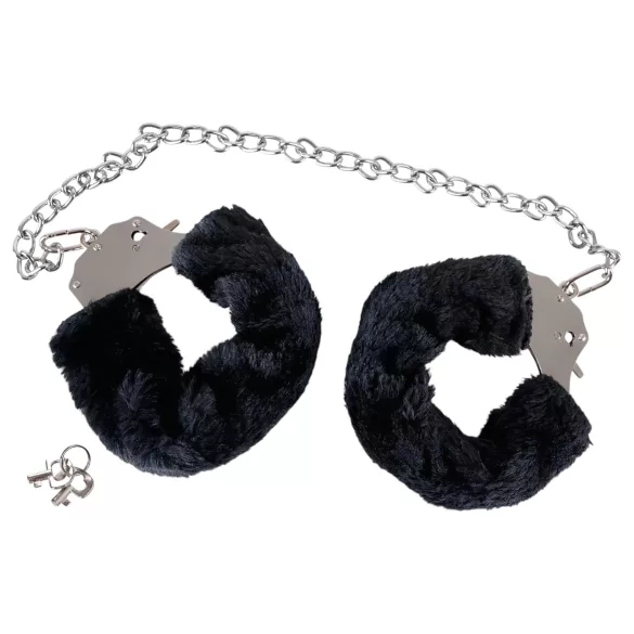 You2Toys - cătușe plușate cu lanț lung - negru
