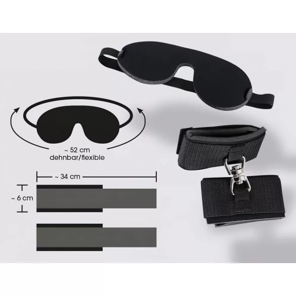 Bad Kitty - set cătușe și mască ochi - negru