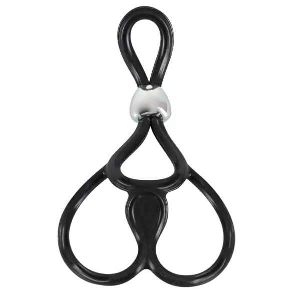 You2Toys - inel triplu reglabil pentru penis și testicule - negru
