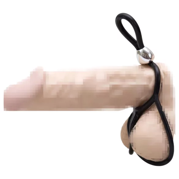 You2Toys - inel triplu reglabil pentru penis și testicule - negru