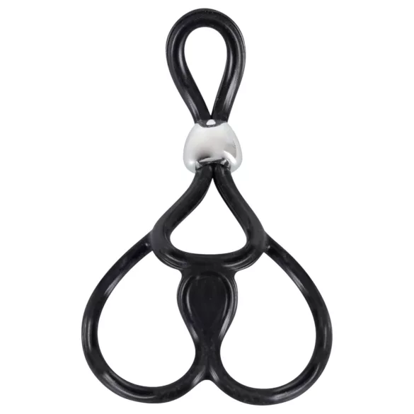 You2Toys - inel triplu reglabil pentru penis și testicule - negru