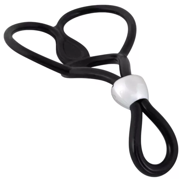 You2Toys - inel triplu reglabil pentru penis și testicule - negru